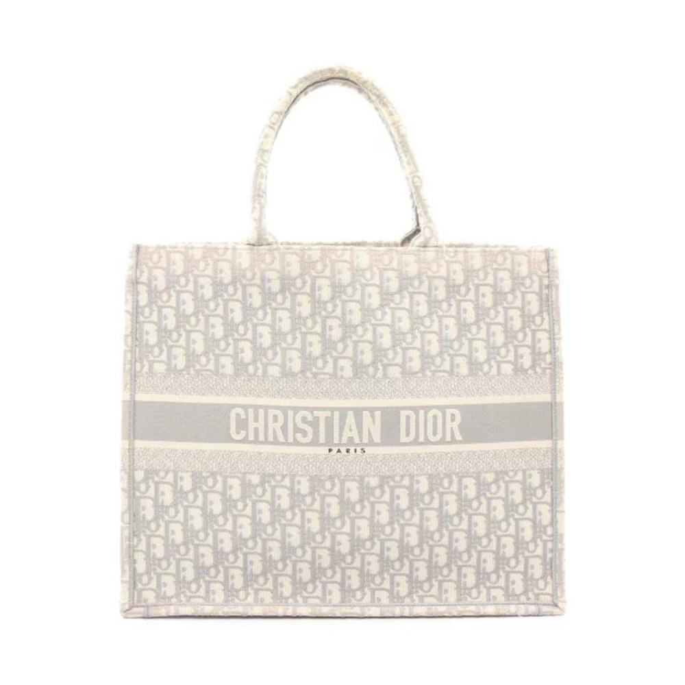 Christian Dior BOOK TOTE Oblique Bag Canvas Gray White